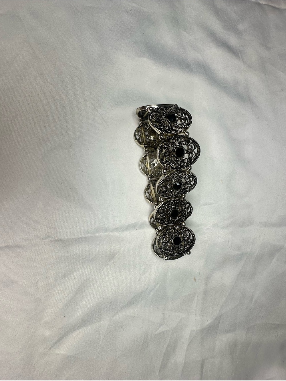 Source Unknown Intricate Silver-Tone Filigree Stretch Bracelet - Silver